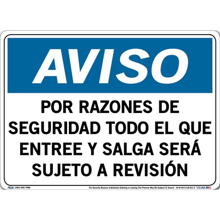 Vestil Vinyl Label Sign, 10-1/2" Height, 14-1/2" Width, Vinyl Label, Rectangle, Spanish SI-N-39-C-LB-011-S
